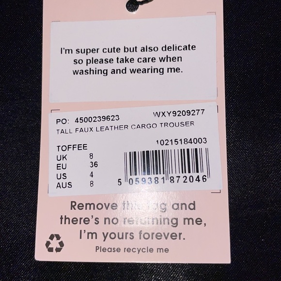 NEW Missguided Toffee Tall Faux leather Cargo Pants | BRAND NEW-NEVER WORN‼️ - Picture 12 of 12